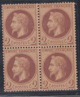 **/* N°26 - Bloc De 4 - 2 Ex ** - TB - 1863-1870 Napoleone III Con Gli Allori