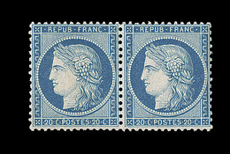 * N°37 - 20c Bleu - Paire - Comme ** - TB - 1870 Siege Of Paris