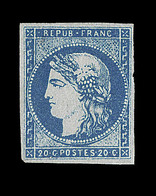 (*) N°44A - 20c Bleu - Report 1 - Signé Calves + Certificat - TB - 1870 Bordeaux Printing