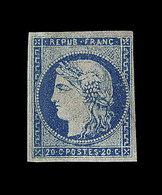 * N°44B - 20c Bleu - Type I - R2 - Comme ** - Froissure De Gomme Horiz. - TF - TB - 1870 Bordeaux Printing