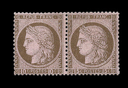 * N°55c - 10c Et 15c Se Tenant - Rare - TB - 1871-1875 Cérès