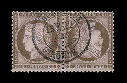 O N°58c - 10c Brun S/rose - Tête Bêche - Belle Oblit. BORDEAUX - 1871-1875 Ceres