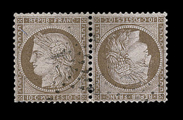 O N°58c - 10c Brun S/rose - Paire - Tête Bêche - Signé Brun/Miro - TB - 1871-1875 Cérès