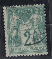 O N°62 - 2c Vert - Obl. Càd - TB - 1876-1878 Sage (Type I)