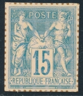 (*) N°90 - 15c Bleu - Dentelure Figurée - TB - 1876-1878 Sage (Type I)