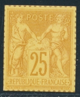 (*) N°92 - 25c Jaune - Dentelure Figurée - TB - 1876-1878 Sage (Type I)