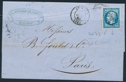 LAC N°14Ak - POST"F"S - Obl. PC 1495 - T15 LE HAVRE - Oct 1860 - Pr PARIS - TB - 1849-1876: Période Classique