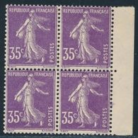 ** N°142b - Type II - Bloc De 4 - BDF - TB - 1906-38 Semeuse Camée