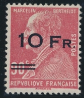 ** N°3 - 10F S/90c Rouge - Signé Brun Et Docquet - TB - 1927-1959 Neufs