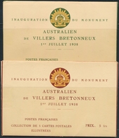 EP (Réf. STORCH) N°COM P1/P2 - Inauguration Du Monument Australien - Villers Bretonneux - 1er Juillet 1938 - 5 CP Illust - Letter Cards