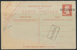 EP (Réf. YVERT/TELLIER) 60+60c PASTEUR CPRP1 - Surch. SPECIMEN + Limoges Cours Pratique - B/TB - Cartes-lettres