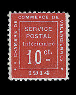 ** N°1 - 10c Vermillon - Valenciennes - Signé A. Brun - TB - Guerre (timbres De)