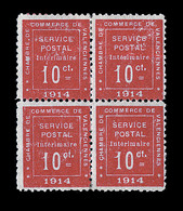 * N°1 - Bloc De 4 - Certif. Calves - TB - Guerre (timbres De)