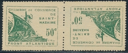 (*) SAINT NAZAIRE N°8a - Tête Bêche Du 50c Vert - Signé A; Brun/Barthelemy - TB - Sellos De Guerra