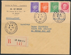 L POCHE DE SAINT NAZAIRE Pli Rec. De La Baule - 8/11/44 - Afft 4 Pétain (4F50) - Pour La Baule - TB - War Stamps