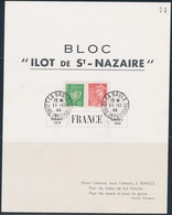 O POCHE DE SAINT NAZAIRE N°412, 513 (Afft 1F10) - Obl. La Baule - 11/11/44 - S/encart - "Bloc Ilôt De ST NAZAIRE" - Nov  - War Stamps