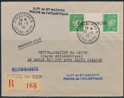 L POCHE DE SAINT NAZAIRE N°513 (x2) - Obl. Piriac S/Mer - 24/3/45 - S/rec - Surch. Taxe Perçue - Pr La Baule - TB - War Stamps