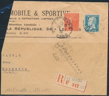 F N°181 (1F50 Bleu Pasteur) + N°199f (50c Rouge Semeuse) - S/Fgt De Pli Rec - N°181 Et 199f Perforé "GD" - TB - Rollen