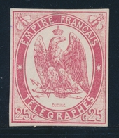 (*) TELEGRAPHE N°1 - 25c Rouge Carmin - Léger Clair - Signé Calves/JF Brun - Télégraphes Et Téléphones