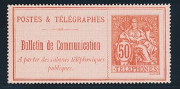 (*) TELEPHONE N°18 - 50c Rouge S/rose - TB - Telegramas Y Teléfonos