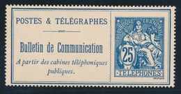 (*) TELEPHONE N°24 - 25c Bleu - TB - Telegraph And Telephone