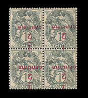 * N°157c - ½c S/1c Ardoise - Surch. Renversée - Bloc De 4 - Bon Centrage - TB - Nuevos