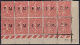 ** FRANCHISE MILITAIRE N°6 A/b/c - Ds Bloc De 10 - CDF Daté 23/11/28 - TB - Unused Stamps