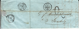 LAC T15 Cernay - 1849 - à Strasbourg - Taxe 2 Tampon - Verso Strasbourg à Bâle N°1 - TB - Storia Postale