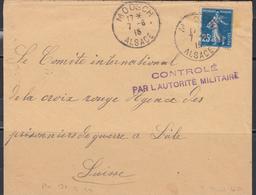 L N°140 - Obl. Moosch - 7/6/15 - Pr Bâle - Arrivée 21/6/15 - Cachet Censure - TB - Storia Postale