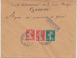 L N°137, 138 (x2) - Obl. Càd Wesserling Alsace - 25/2/15 - Pr La Suisse - TB - Cartas & Documentos