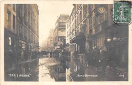 PARIS -INONDATION- RUE SAINT-DOMINIQUE -CARTE-PHOTO - Überschwemmung 1910