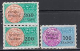 ** TIMBRES FISCAUX  3 T. Fiscaux - 1 Paire 200F + 100F - TB - Vide