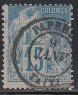 O N°51 - 15c Bleu - Obl. PAPEETE/TAÏTI - TB - Aigle Impérial