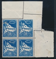 ** VARIETES N°47 - 50c Bleu - Bloc De 4 - CDF - Piquage Oblique - TB - Vide