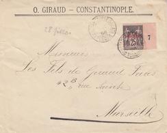 L N°4 + Mill. 7 - Obl. Constantinople - 1898 - B/TB - Andere & Zonder Classificatie