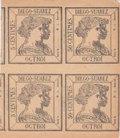 (*) DIEGO SUAREZ - OCTROI - 5 Centimes (x2), 50 Centimes (x2) - Formant Bloc De 4 - Peu Courant - TB - Autres & Non Classés