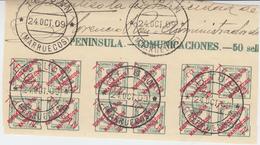 O N°21 - Bde De 3 - Obl. TETUAN - 24/10/1909 - SUP - Spanish Morocco