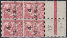 ** N°37 - 4 Mill. S/10c Rose - Bloc De 4 + Interpanneau - TB - Other & Unclassified