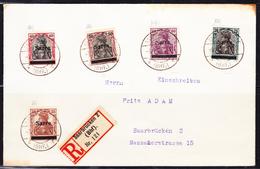L N°11I, 12bI, 13II, 14IIIy, 15III - S/env. Rec Saarbrücken 2 - 6/4/1920 - Avec Certif. BURGER - B/TB - Sonstige & Ohne Zuordnung