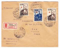 L N°197 (x2), 199 (Croix-Rouge) - S/pli Rec - Obl. Helsinki - 21/11/38 - Pr DAX - TB - Unused Stamps