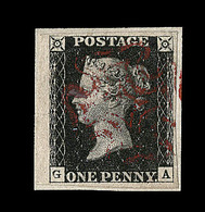F N°1 - One Penny - Pl. G-A - Obl. Rouge - TB - Oblitérés