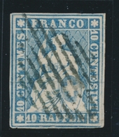 O N°23 B1 II - Obl. Grille - Signé Herrmann - Cote 160FS - TB - 1843-1852 Federal & Cantonal Stamps