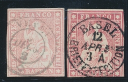 O N°24 (N°28) - 15c Rose (x2) - Nuances - Obl. Diff. - B/TB - 1843-1852 Federal & Cantonal Stamps