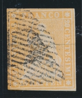 O N°25B - 20r Jaune Orange - Obl. Grille - Certif. Photo Herrmann - Cote 260FS - TB - 1843-1852 Federal & Cantonal Stamps