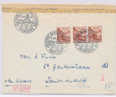 L N°387 (x3) - Obl. Càd Illus. Journée Suisse Du Timbre - Fribourg 5 XII 43 (rare) - S/Pli Censuré - TB - Used Stamps