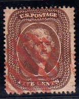 O N°12 - 5c Marron - Type II - Obl Rouge - TB - Used Stamps