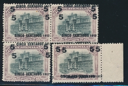 ** N°152 X 4 Ex (3+1) - Dble Surch. - TB - Guatemala