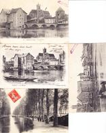 CPA Dépt 77 - Morets/Loing - 4 CPA Circ - Vue Générale, Le Moulin, Campemant De Mariniers S/les Bords Du Canal, Vue Pris - Overprinter Postcards (before 1995)