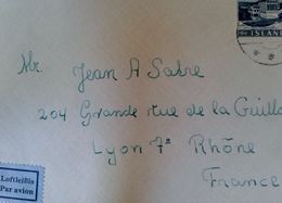 LETTRE EN PROVENANCE D ISLAND POUR LA FRANCE PAR AVION - Poste Aérienne