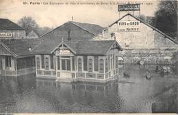 75-PARIS-INONDATIONS- LES ENTREPOTS DE VINS SPIRITUEUX DE BERCY A LA DECRUE DE LA SEINE - La Crecida Del Sena De 1910